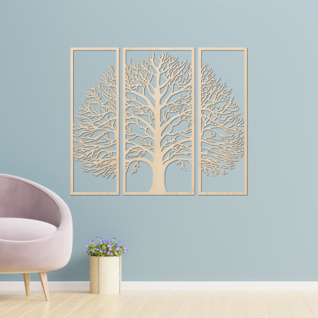 Înviorează-ți interiorul cu un triptic unic în formă de copac. Design modern și calitate.