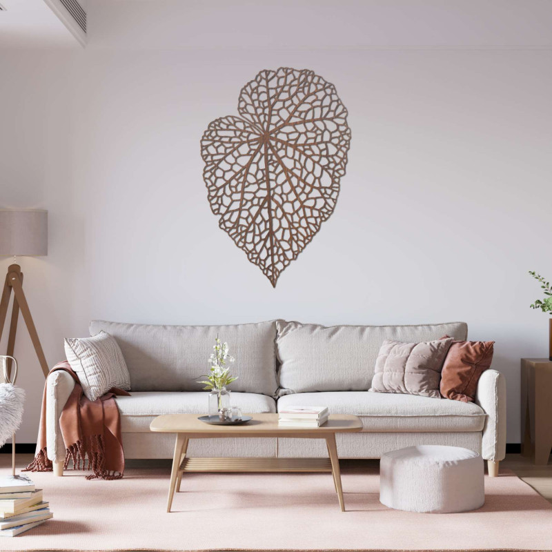 Frunză decorativă din lemn într-un stil minimalist curat