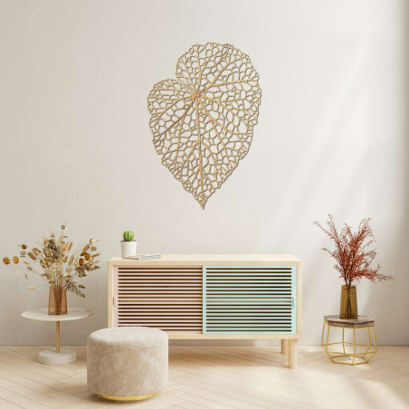 Decorațiune elegantă de perete din lemn cu motiv de frunze și design natural