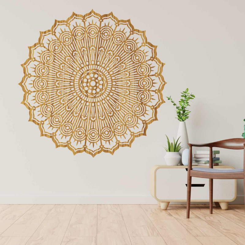 Mandala 3D luxoasă din lemn, tăiată cu laser. Ornament de perete modern în stil boho pentru interior.