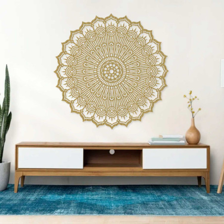 Mandala 3D modernă din lemn pentru perete, cu decupaj precis. Decorațiune elegantă pentru camera de zi, pentru un interior confo
