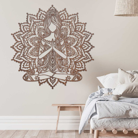 Pictură mandala yoga 3D din lemn - decor elegant de perete pentru sufragerie.