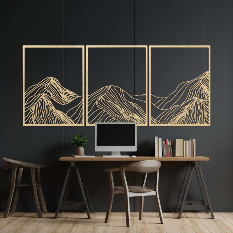 Pictură peisagistică modernă în trei piese - decorațiune elegantă de perete pentru camera de zi