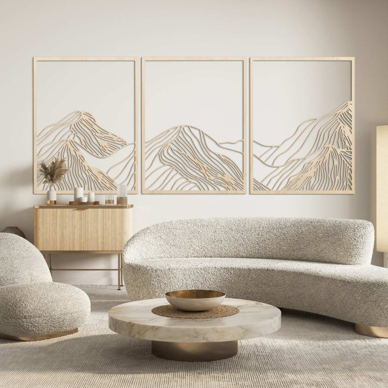 Pictură peisagistică modernă în trei piese - decorațiune elegantă de perete pentru camera de zi