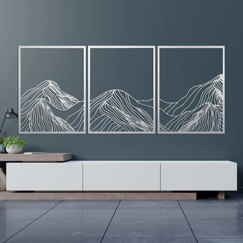 Pictură peisagistică modernă în trei piese - decorațiune elegantă de perete pentru camera de zi