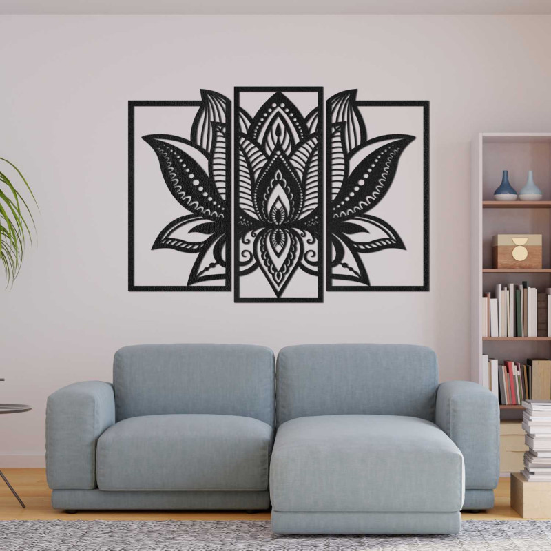 Pictură de lotus din lemn - decorațiune elegantă de perete pentru interior