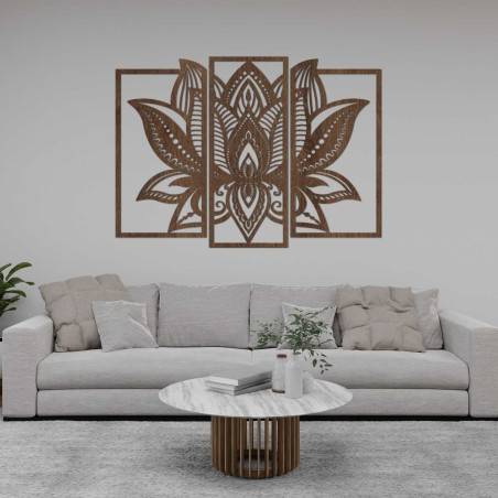 Mandala modernă de lotus pe perete - decor armonios pentru camera de zi