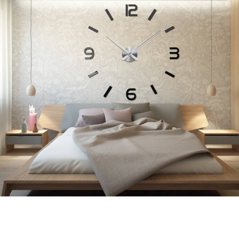 Ceas minimalist DIY pe perete de beton cu vaze decorative roșii