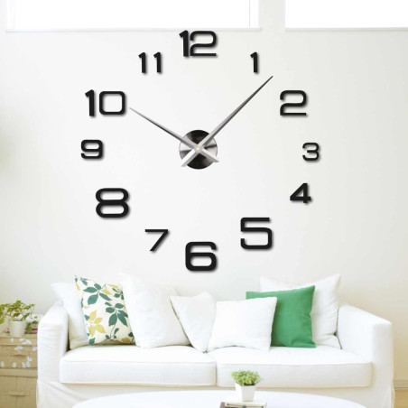 Ceas de perete modern, DIY, autoadeziv – cifre negre