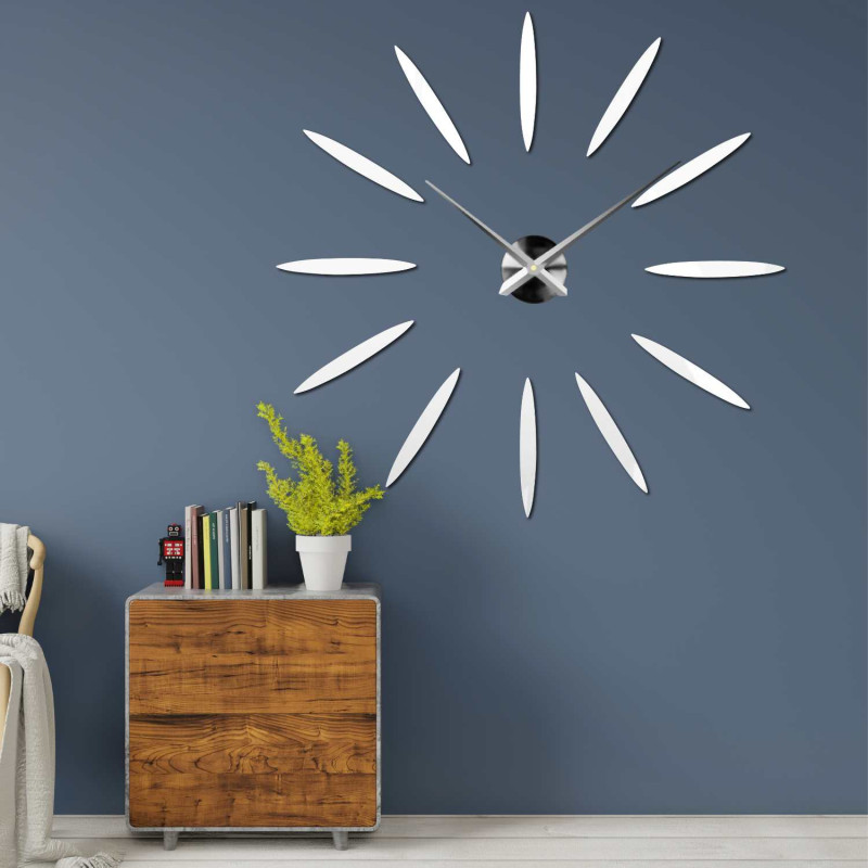 Ceas de perete modern, alb, adeziv, în stil minimalist DIY