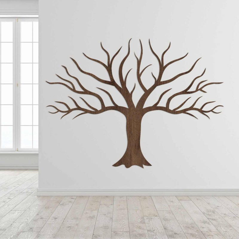 Bradul elegant din lemn de pe perete impresionează prin designul său minimalist detaliat