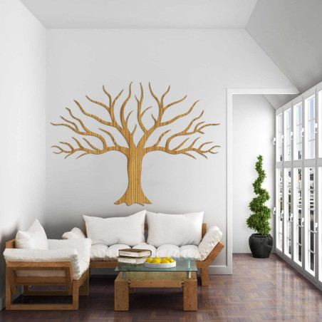 Bradul elegant din lemn de pe perete impresionează prin designul său minimalist detaliat