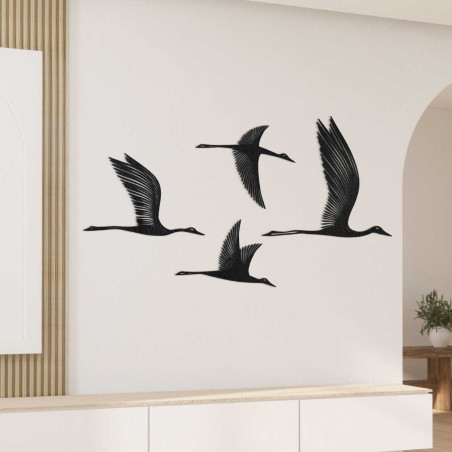 Decorațiune murală modernă din lemn cu păsări zburătoare pentru sufragerie
