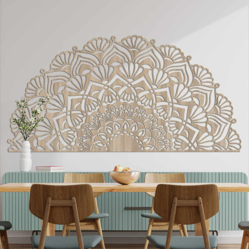 Decorațiune mandală modernă din lemn pentru un interior elegant și confortabil