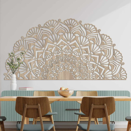 Decorațiune mandală modernă din lemn pentru un interior elegant și confortabil