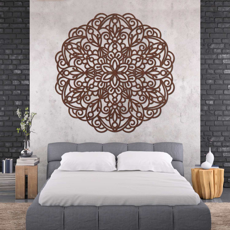 Pictură mandală modernă din lemn pentru un interior natural elegant