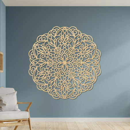 Pictură mandală modernă din lemn pentru un interior natural elegant