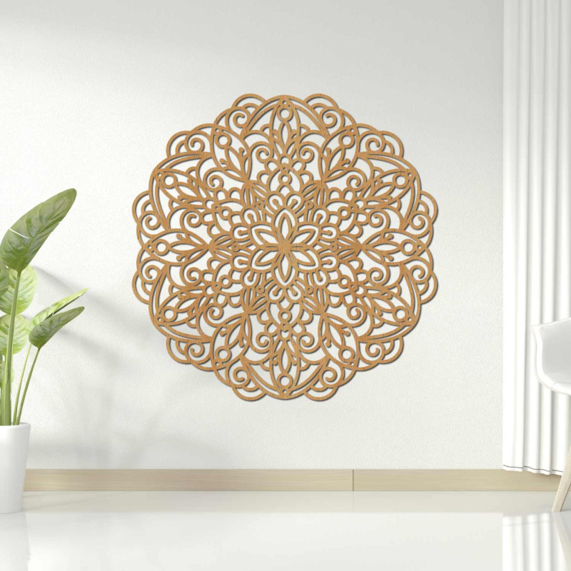 Mandala luxoasă din lemn pe perete pentru un interior armonios și elegant