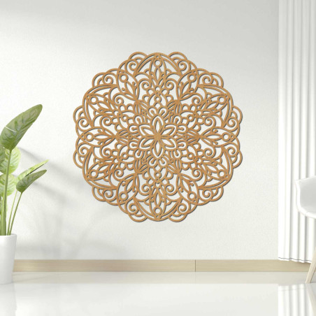 Mandala luxoasă din lemn pe perete pentru un interior armonios și elegant