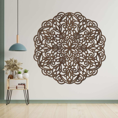 Mandala luxoasă din lemn pe perete pentru un interior armonios și elegant