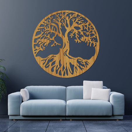 Decorațiune luxoasă din lemn în formă de pom al vieții, cu o lucrare detaliată