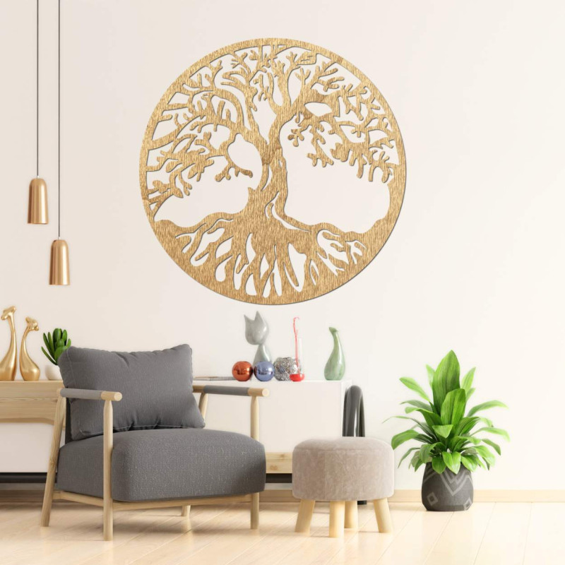 Tablou modern din lemn cu pomul vieții pentru un interior armonios