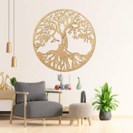 Tablou modern din lemn cu pomul vieții pentru un interior armonios