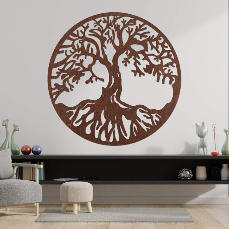 Decorațiune luxoasă în formă de pom al vieții, realizată din lemn natural de înaltă calitate