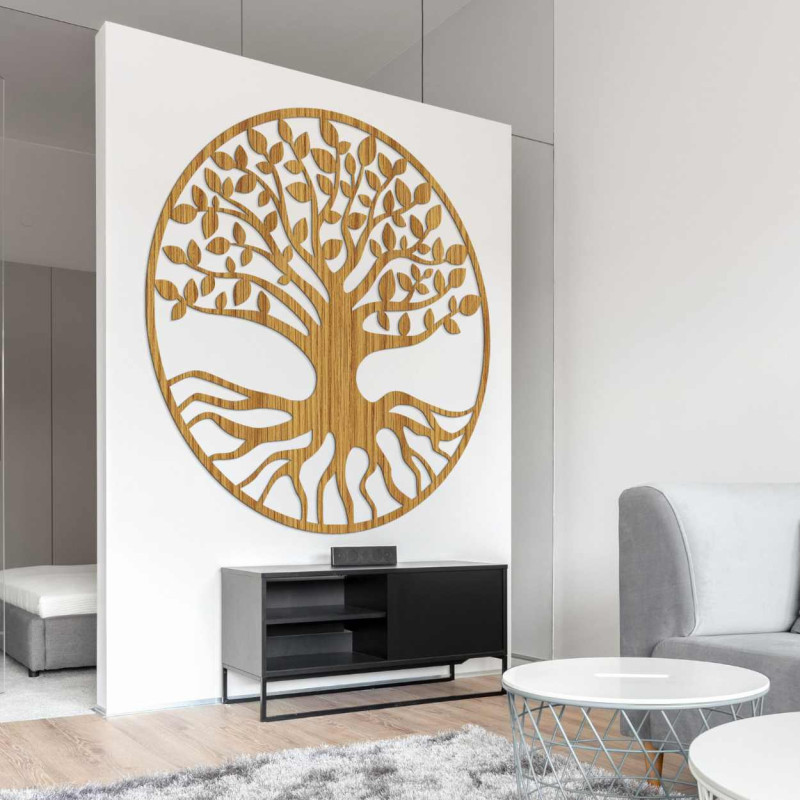 Decorațiune murală minimalistă cu pomul vieții în negru