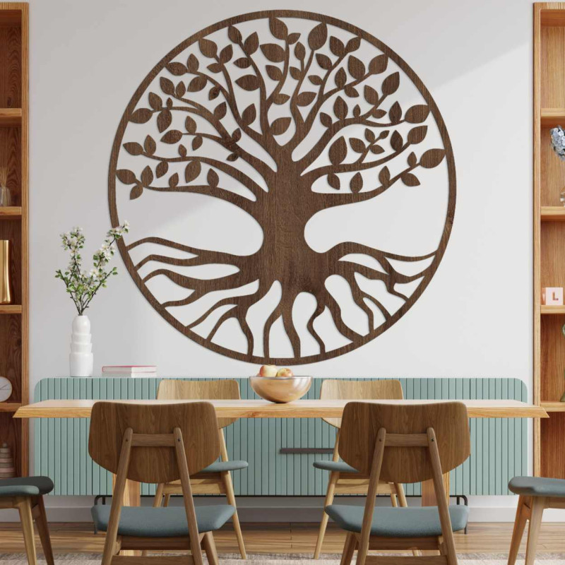 Decorațiune murală minimalistă cu pomul vieții în negru
