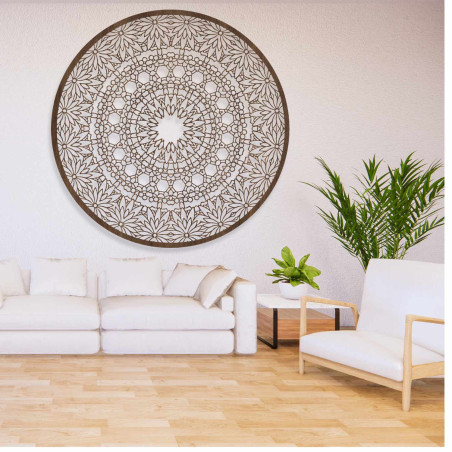 Pictură mandală circulară modernă din lemn pentru sufragerie