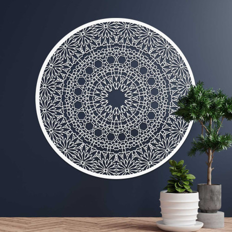 Mandala decorativă modernă de perete din lemn natural