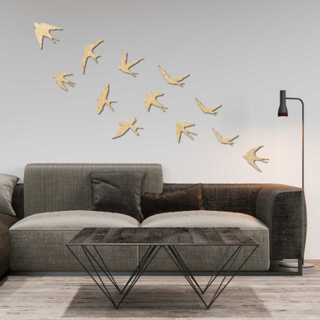Decorațiuni murale din lemn cu păsări zburătoare | FLOCK
