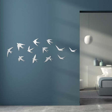 Decorațiuni murale din lemn cu păsări zburătoare | FLOCK