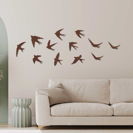 Decorațiuni murale din lemn cu păsări zburătoare | FLOCK