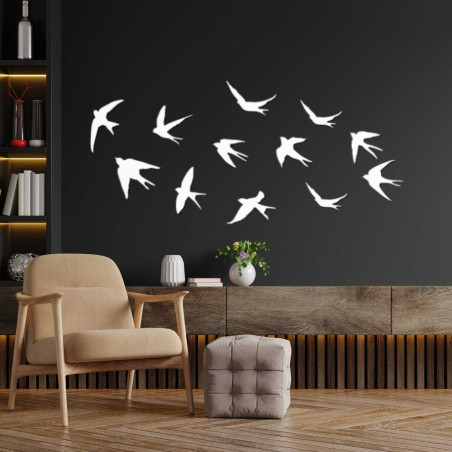 Decorațiuni murale din lemn cu păsări zburătoare | FLOCK