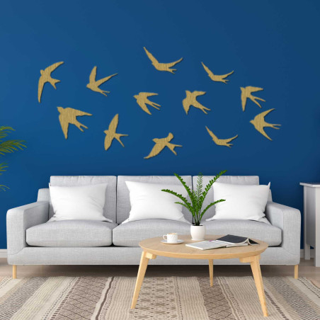 Decorațiuni murale din lemn cu păsări zburătoare | FLOCK