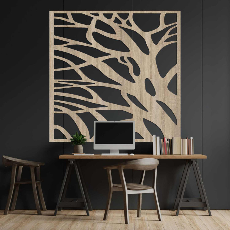 Decorațiune murală abstractă din lemn inspirată de natură