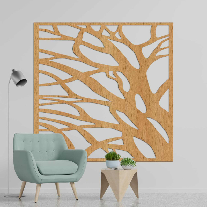 Decorațiune murală abstractă din lemn inspirată de natură