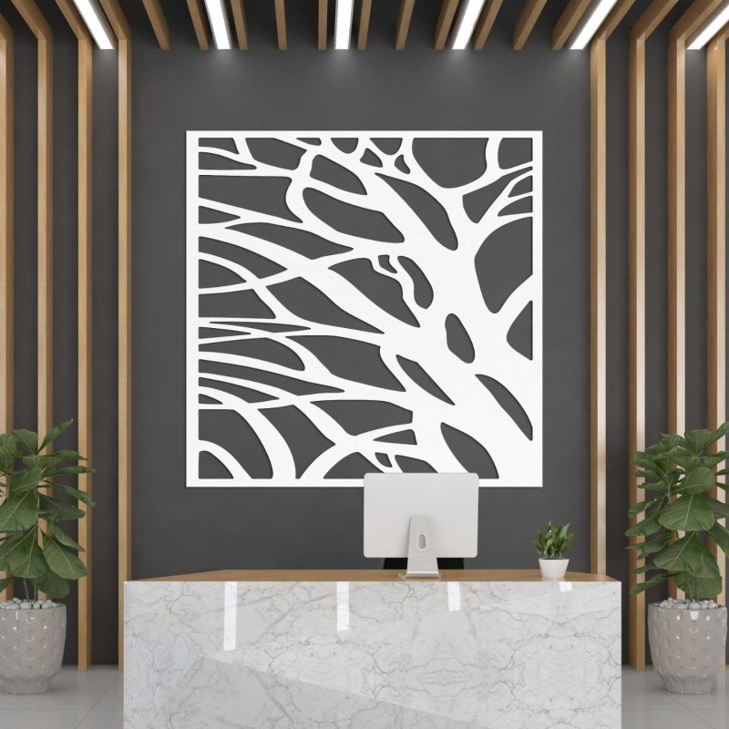Pictură modernă din lemn cu motiv abstract de copac pentru un interior elegant.
