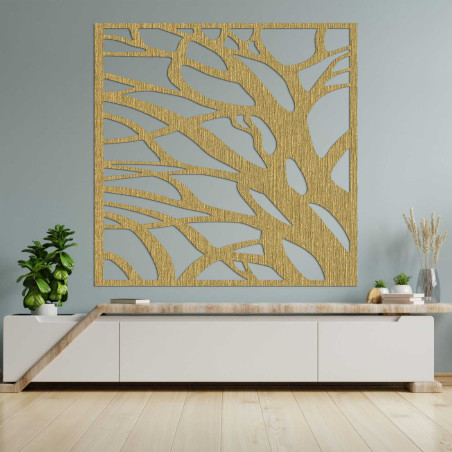 Pictură modernă din lemn cu motiv abstract de copac pentru un interior elegant.