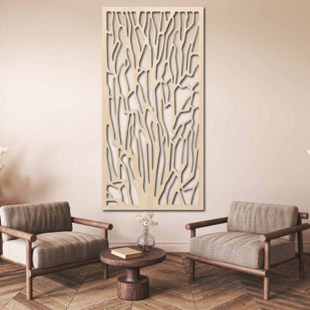 Decorațiune elegantă de perete care înfățișează siluete de copaci într-o pădure