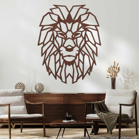 Decorațiune murală elegantă cu un leu, simbolizând puterea și curajul
