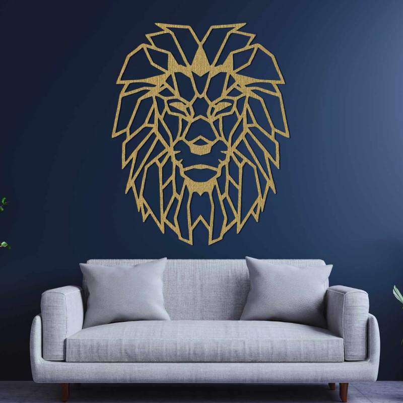 Decorațiune murală elegantă cu un leu, simbolizând puterea și curajul