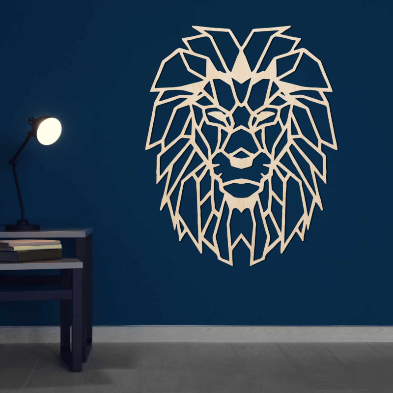 Decorațiune murală elegantă cu un leu, simbolizând puterea și curajul