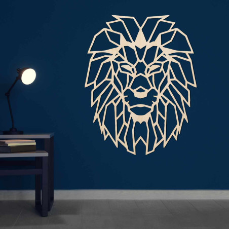 Decorațiune murală elegantă cu un leu, simbolizând puterea și curajul
