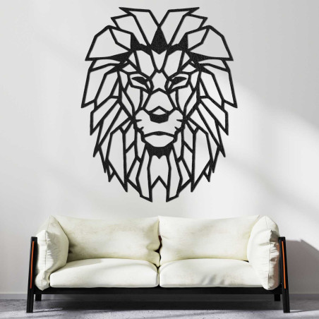 Decorațiune murală originală din lemn cu leu pentru un interior elegant