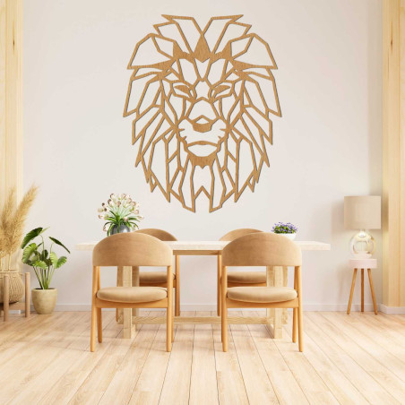 Decorațiune murală originală din lemn cu leu pentru un interior elegant