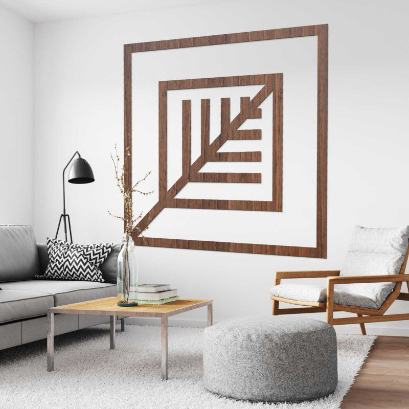 Decorațiune elegantă de perete cu model geometric din lemn