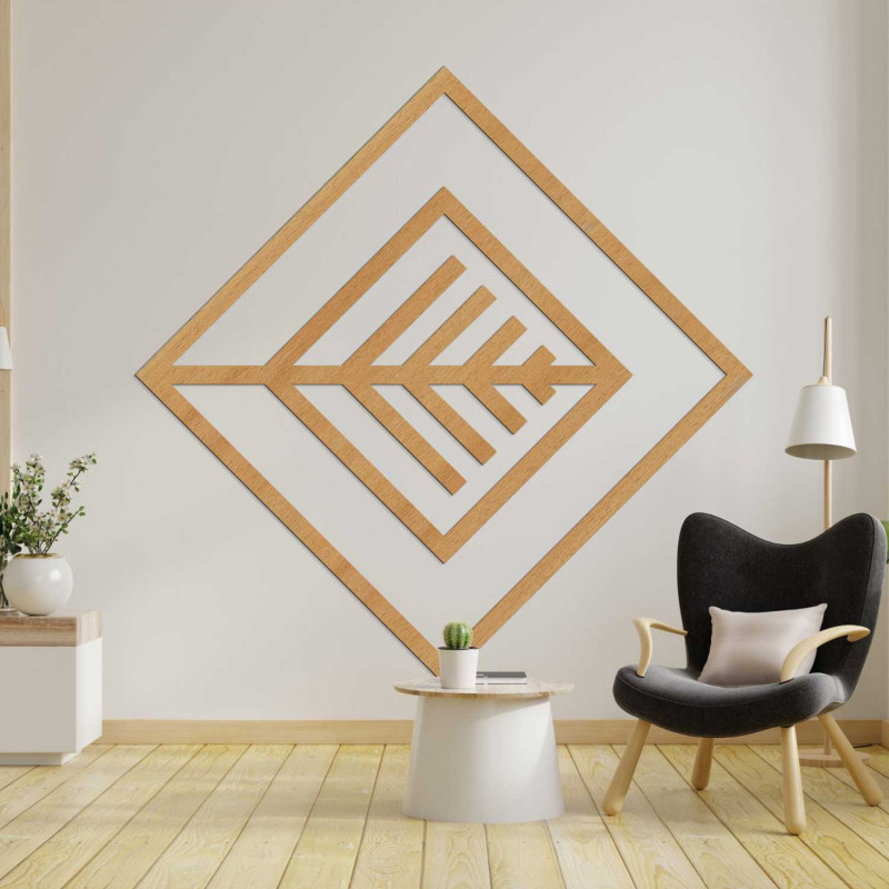 Decorațiune elegantă de perete cu model geometric din lemn